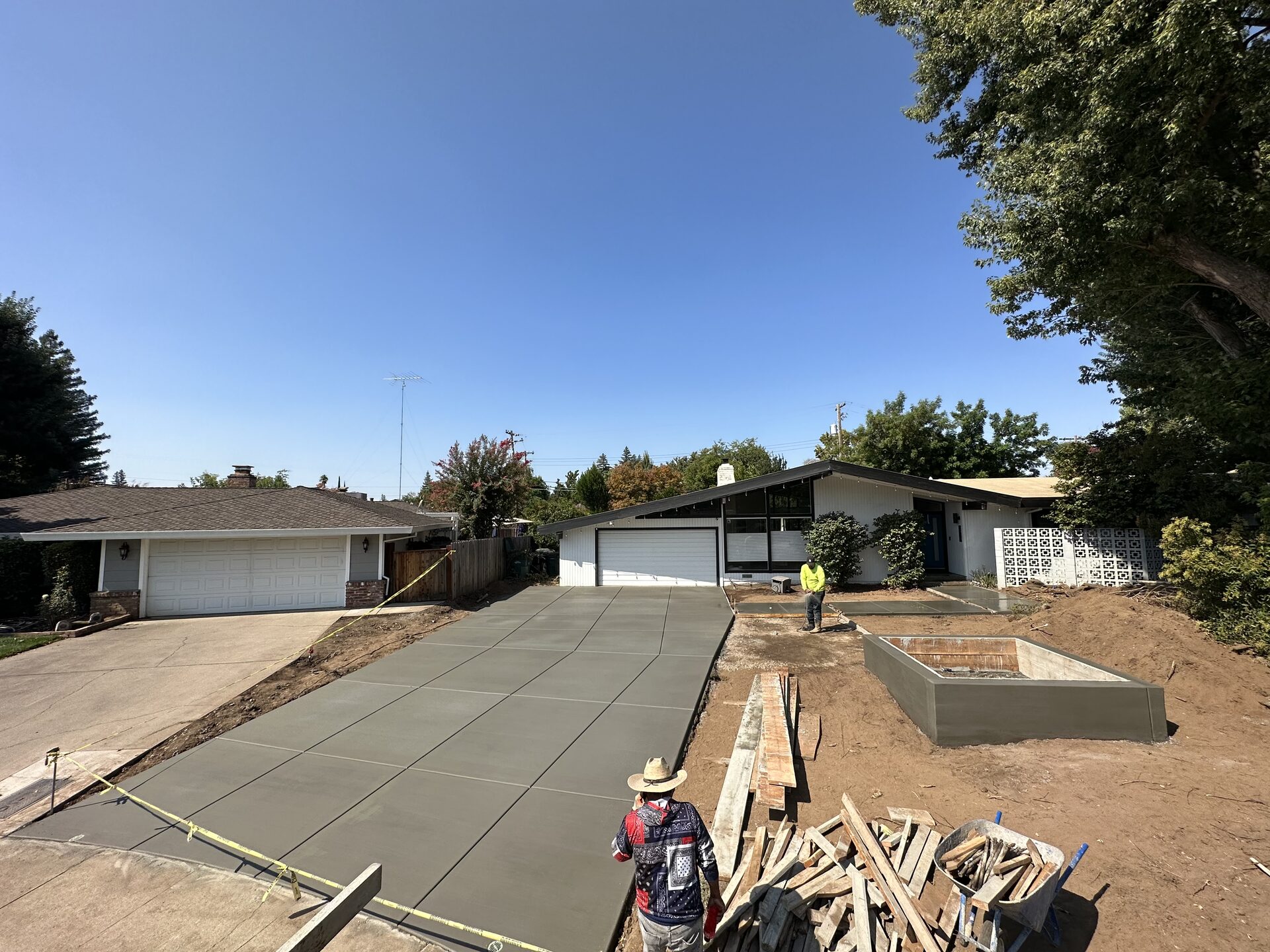 Concrete driveway pour in progress